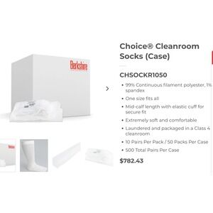 Berkshire Choice Cleanroom Socks CHSOCKR1050 Box of 400